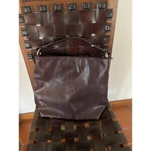 Lulu Dharma wine snakeskin boxy bucket bag